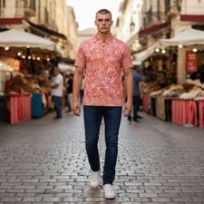 Robert Graham Men's SMALL Paisley Print Short Sleeve Performance Polo Shirt