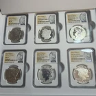 2023 Morgan and Peace Silver Dollar 6 Coin Set NGC MS70 PF70 Reverse Proof