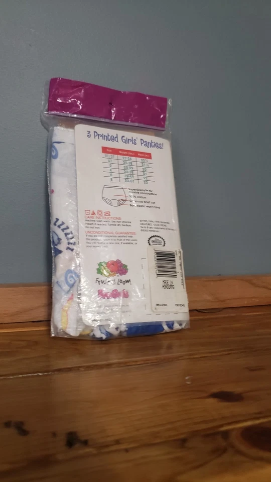 RARO VINTAGE 1999 TALLA 4 Niñas Fruit Of The Loom Funpals Pokemon Ropa Interior Foto 4 de 4