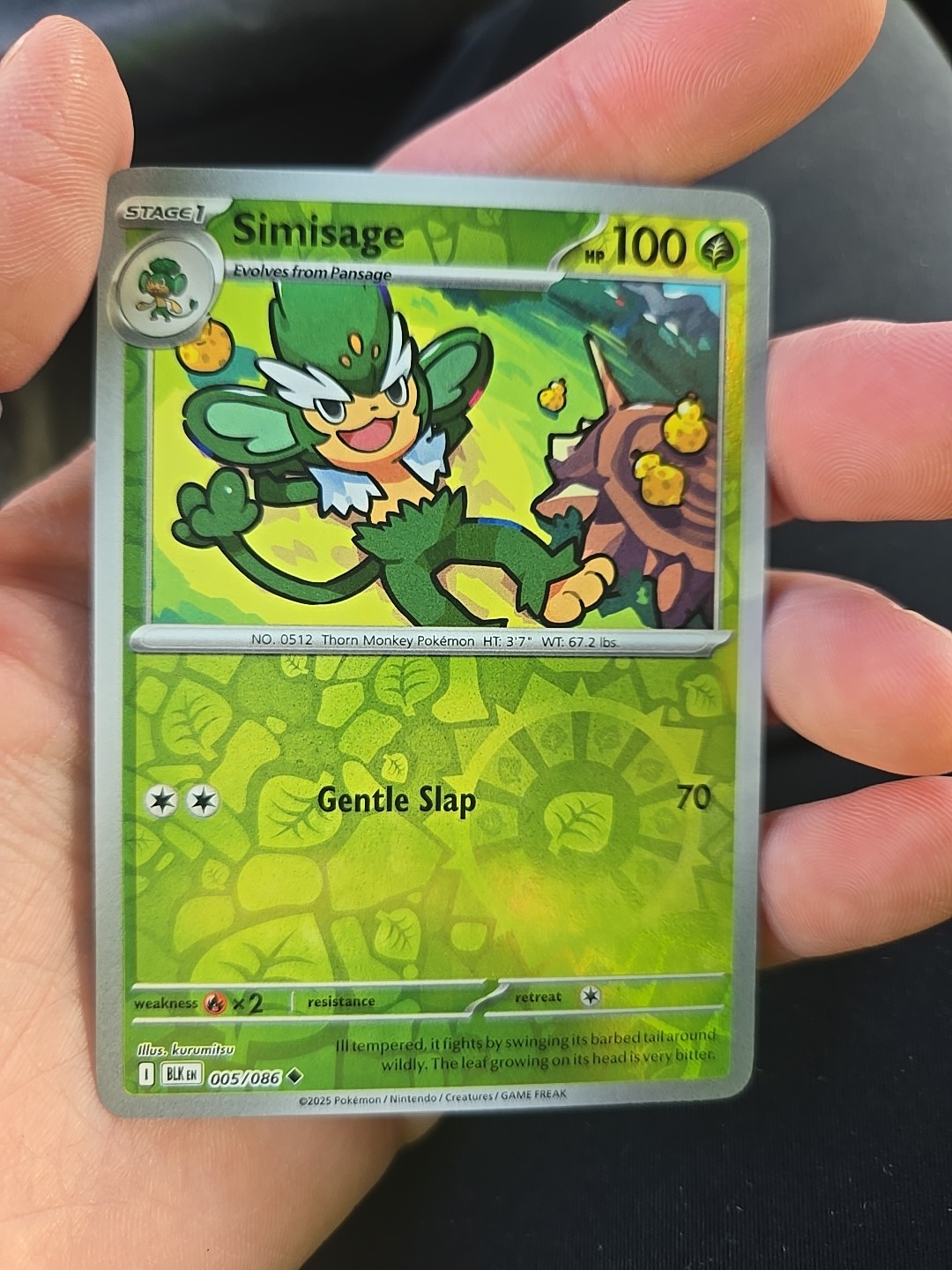 Black Bolt - Simisage 005/086 Reverse Holo - TCG Pokemon Card