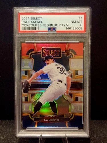 2024 Panini Select - Concourse Paul Skenes #1 Red & Blue Prizm (RC) PSA 8 NM-MT