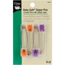 Dritz 46-67 Baby Safe Diaper Pins -Assorted Colors 4/Pkg