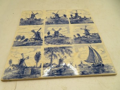 Vintage Delft Tile 6'' WALL HANGING  TRIVET  WINDMILL IMAGES     ROYAL MESA