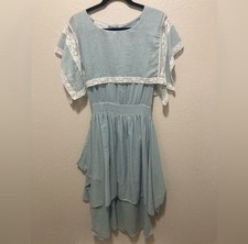 Vintage 80s Jessica McClintock Gunne Sax Prairie Lace Cottagecore Dress Small