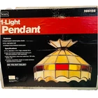 Tiffany Style Stained Glass Pendant Light 17" Sears Vintage Hanging Lamp Red