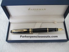 Waterman Expert 3 Black Gold Trim Fountain Pe...