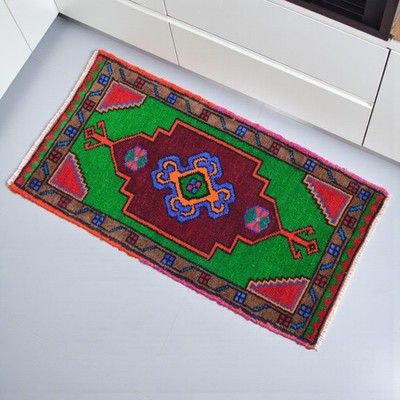 Vintage Rug, Turkish Rug, Small Rug, Handmade Rug, Door mat, Kitchen Decor 2 x 3