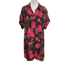 Alice + Olivia Lucette Floral Button Down Shirtdress Pink and Black Size Large