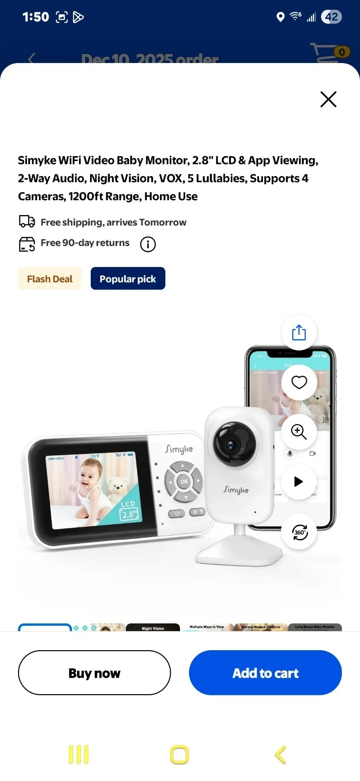 Video Baby Monitor 2 Way Audio And 2.8 LCD Screen