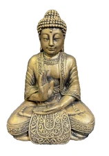 Urban Trends Buddha Statue 10" Stone Serenity Figure • Zen Home Decor Gold