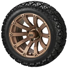 (4) Golf Cart 20x10-12 Sierra Sport Tires on 12x7 Matte Bronze Beast Wheels