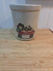 Vintage RRP CO Roseville Oh Pottery 1qt Crock Fall Flyer Scarecrow Wagon USA