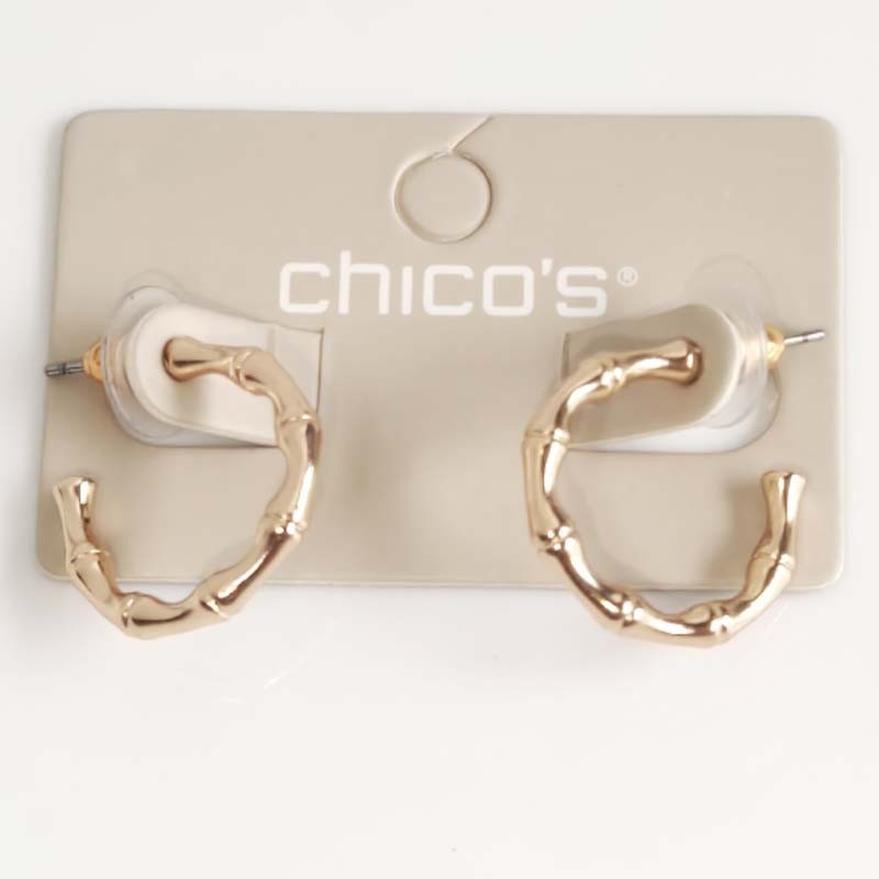 New 21mm Chicos Bamboo C Hoop Earrings Gift Chic Women Party Vacation Jewelry