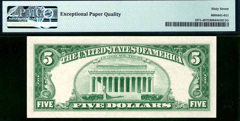 1969b $5 Kansas City Federal Reserve Note *Registry Beast* 1971-J • PMG 67 EPQ - Image 3 of 3