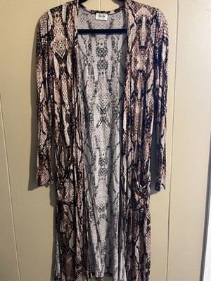 Texas True Threads Snake Print Kimono Jacket Long Sleeve Brown Black Size S