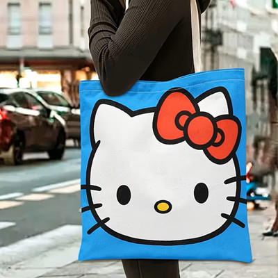 Adorable Hello Kitty Polyester Canvas Style Shoulder/ Tote Bag 13x15