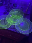 Vintage Uranium 8.5" Plates Green Depression Glass Lot of 4