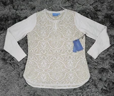 Simply Vera Vera Wang Sweater Womens Petite XL Alpine Baroque Metallic Pullover