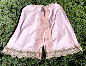Vtg Pink Nylon Bloomers Pettipants Slip Shorts Sweet Floral Light Tan Lace NEW