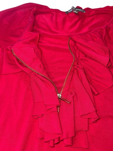 ADRIENNE VITTADINI Women's Size Small Blouse Ruffle Front with Quarter Zip - Picture 10 of 13