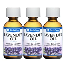 De La Cruz® Pure Lavender Essential Oil 1 FL OZ.   - 3 PACK  (bottled in USA) 
