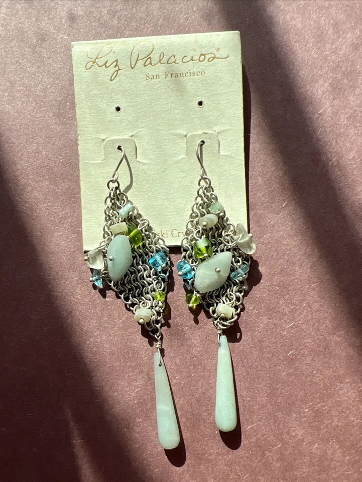 Pendientes araña Swarovski Liz Palacios tono plata malla y gemas de colores nuevos con etiquetas Foto 4 de 4