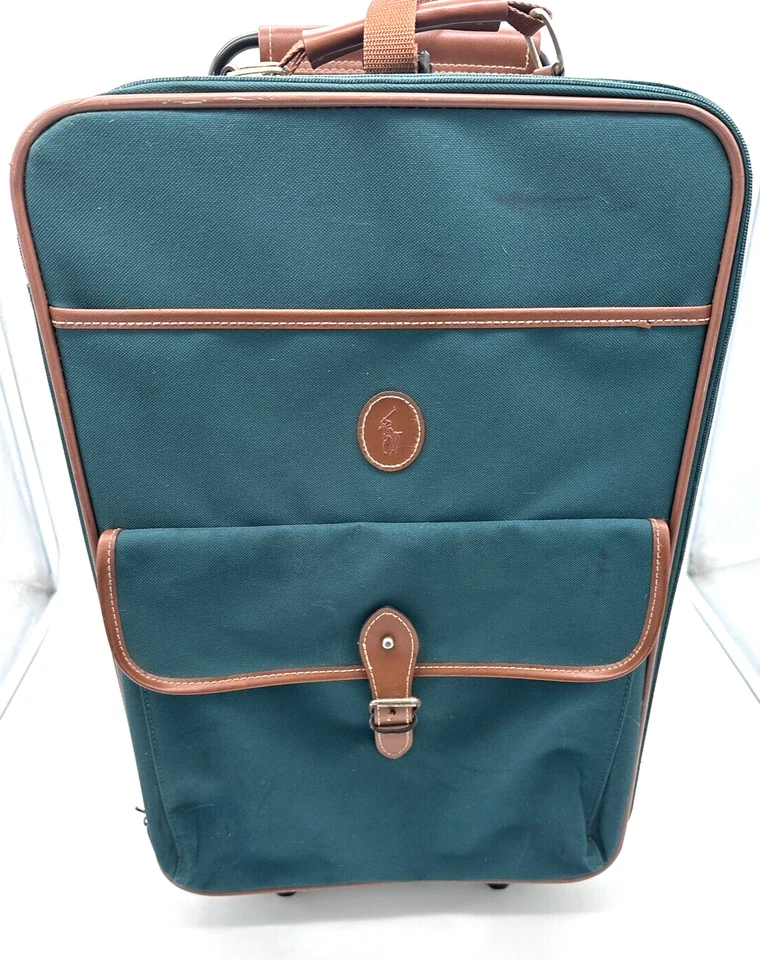 Polo Ralph Lauren Luggage Vintage Rolling Travel Bag Suitcase Green - Image 2 of 4