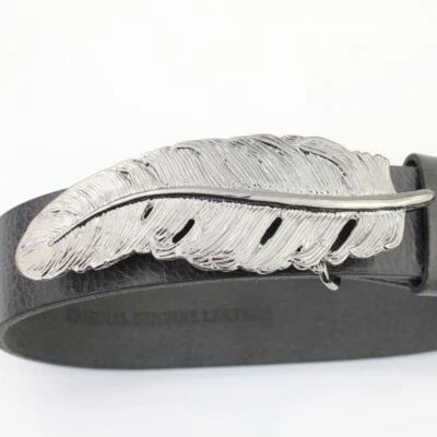 Gürtelschnalle Feder, Gürtelschließe für 4 cm Leder Ledergürtel, Wechselschnalle - Bild 1 von 4