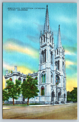 Immaculate Conception Cathedral Denver Colorado Vintage Postcard