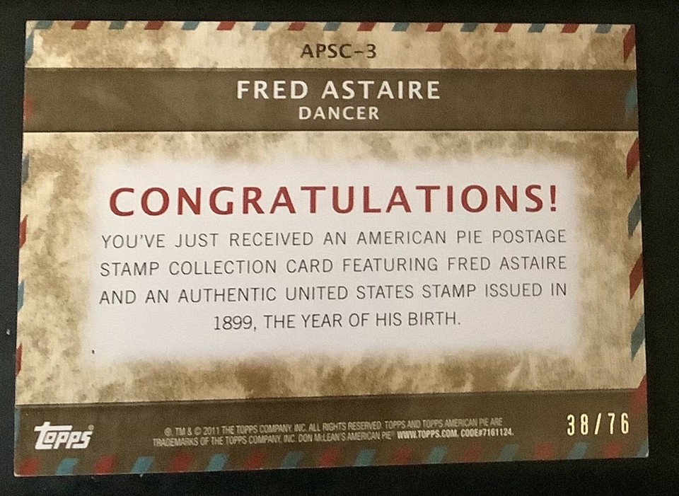 2011 Topps American Pie Stamp Collection Fred Astaire | eBay