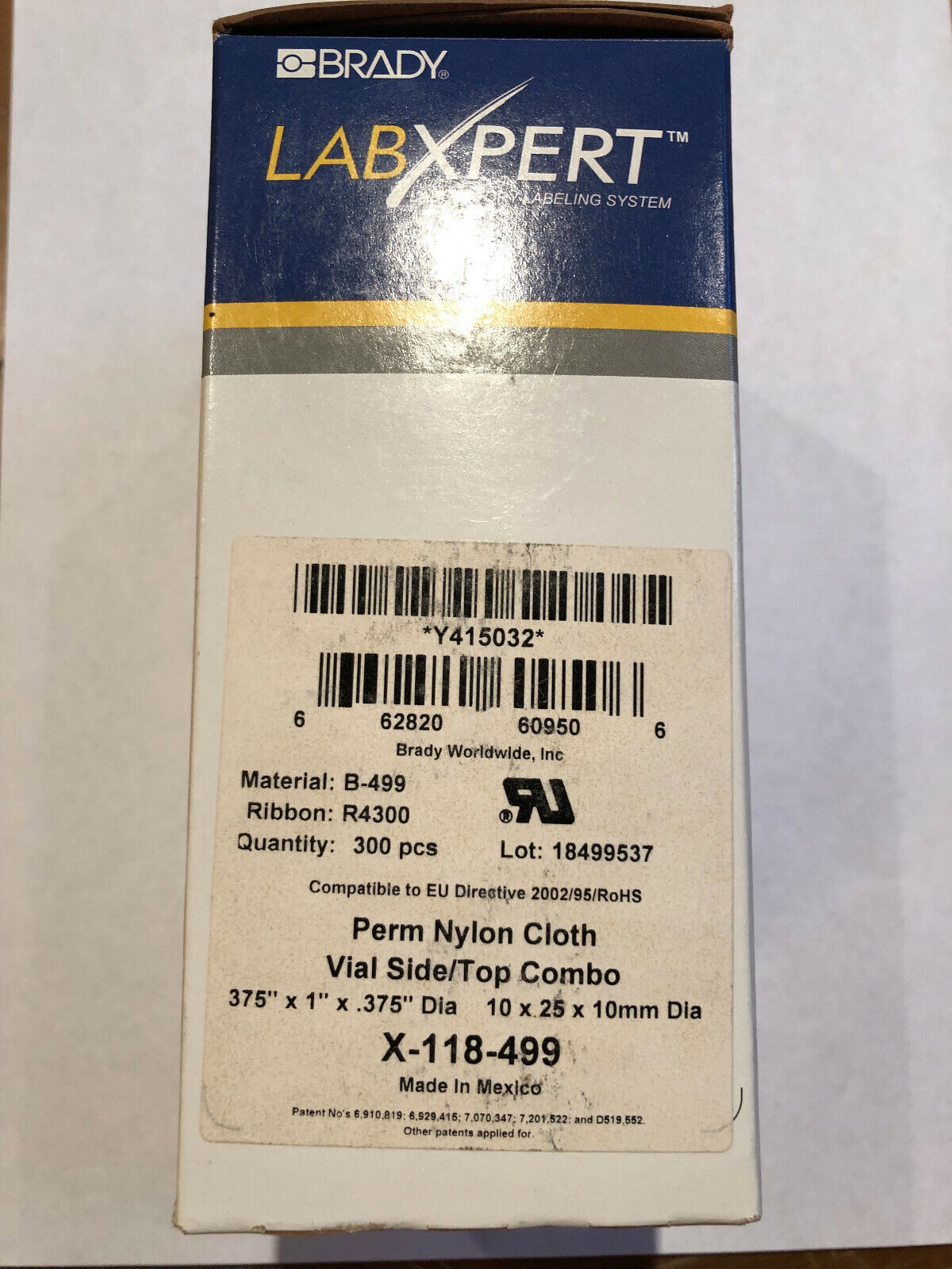 Brady Labxpert Perm Nylon Cloth X-118-499, Label cartridge