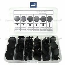 82 Clips Hood Insulation Retainer Assortment Kit Push Type Black Nylon Fastener