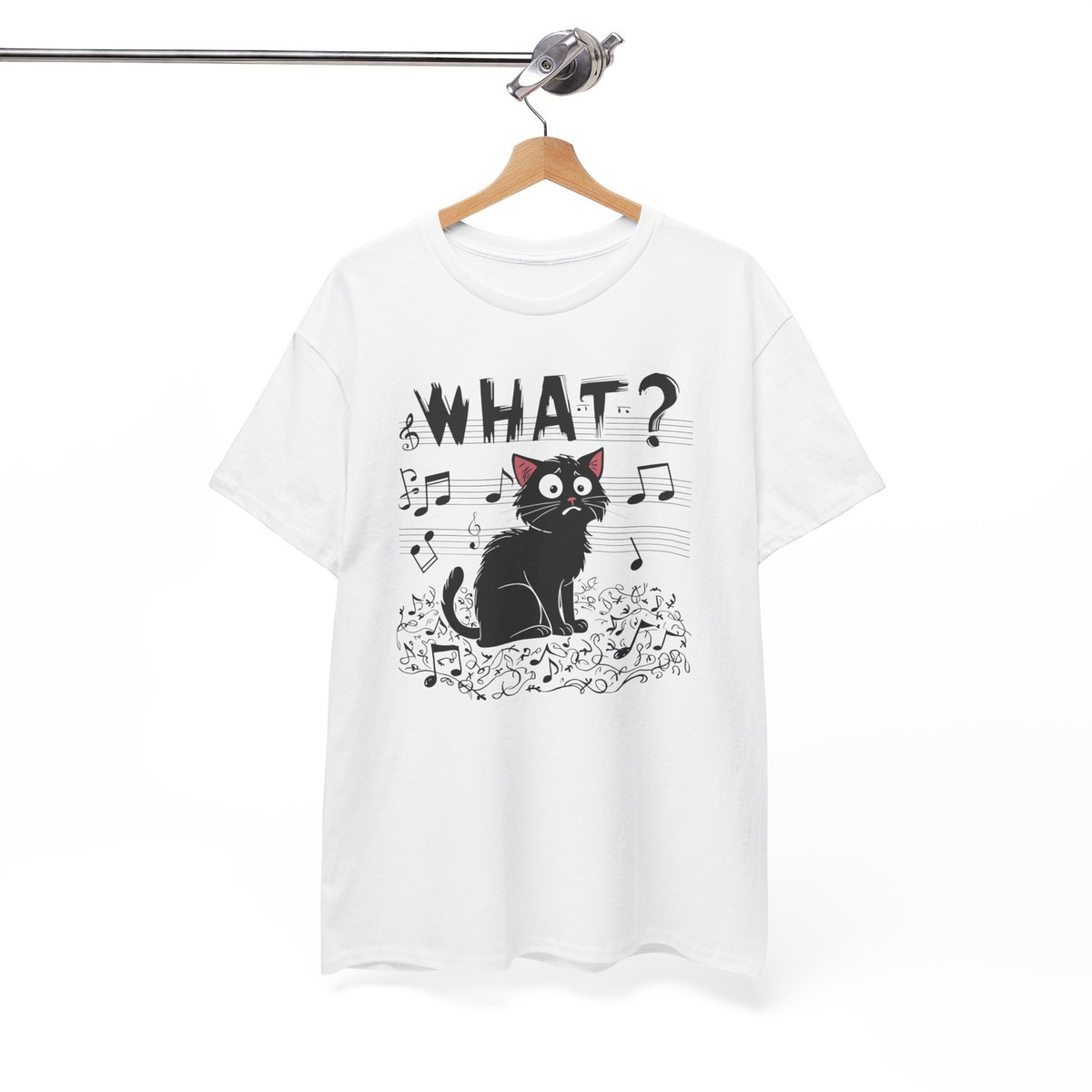 Black Cat Funny T-shirt - Humorous Music Note Cat Men Women