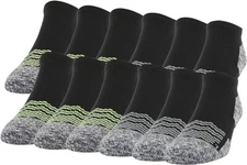 Gildan Men's Active Strategic Cushion No Show Socks, Black 12-pk (910)