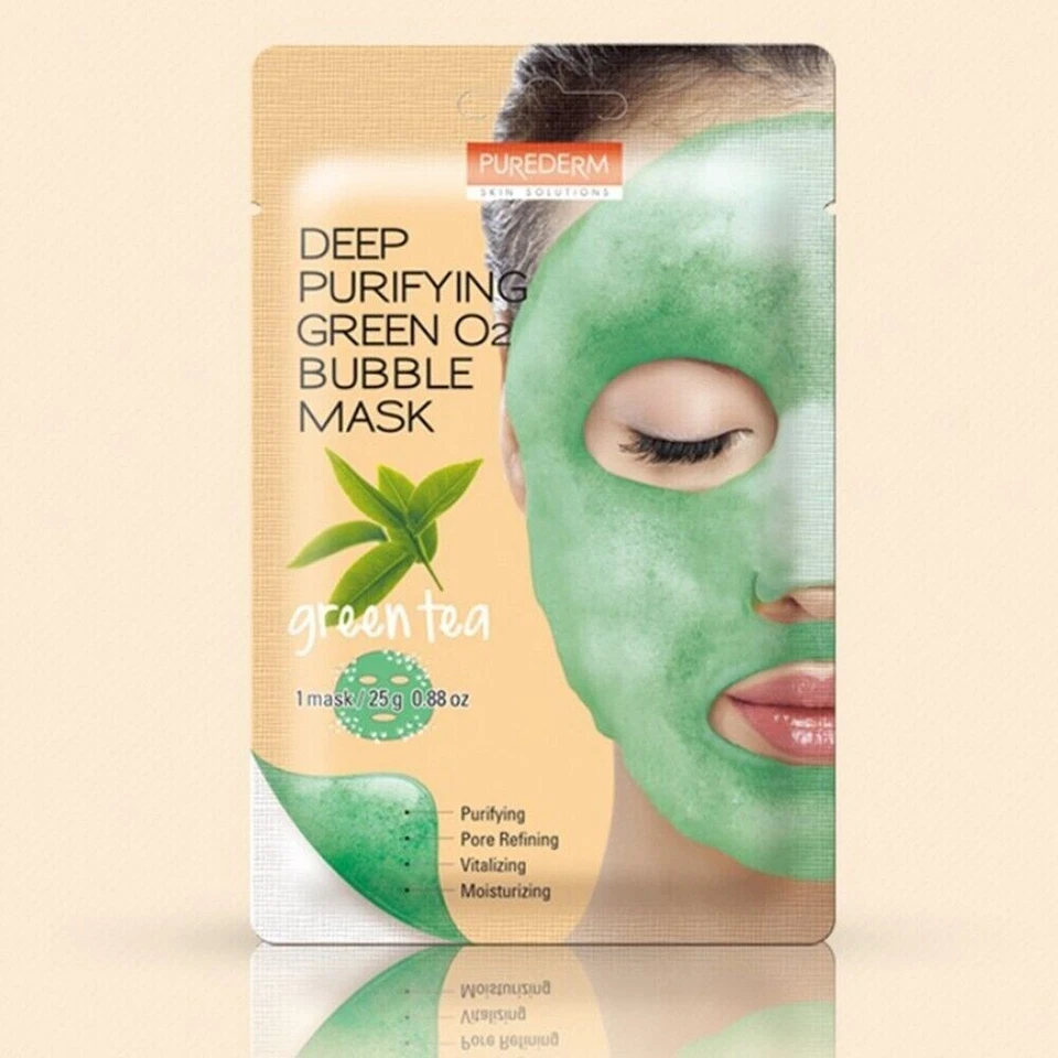 Purederm Deep Purifying Green O2 Bubble Mask Green Tea 25g x 10ea K-Beauty - Image 2 of 4