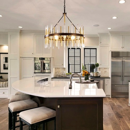 Modern Chandelier for Foyer Dining Room 24 inch Black and Gold Light Dimmable - Picture 8 of 8