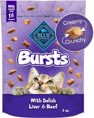 Blue Buffalo Bursts Crunchy & Creamy Cat Treats, Great for Training, Delish Live