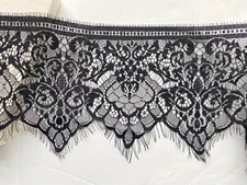 3 Yards Black Eyelash French Mesh Lace Trim for Sewing/Crafts/Dresses/7.25" Wide