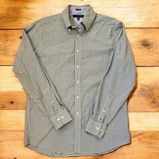 Tommy Hilfiger Shirt Men's 15.5 34-35 Green Regular Fit Checkered Button Up READ