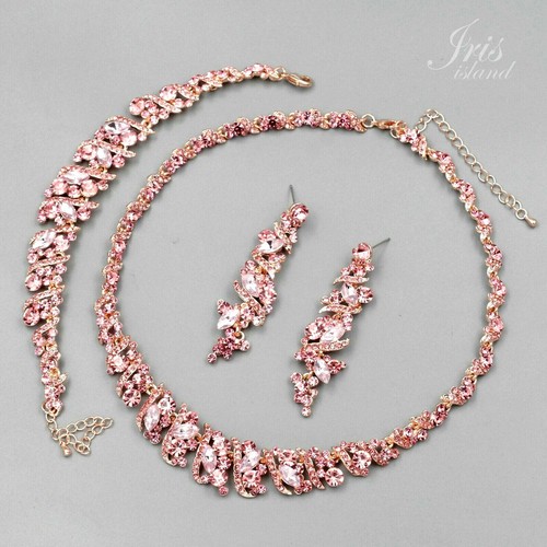 ROSE GOLD Plated Pink Crystal Necklace 