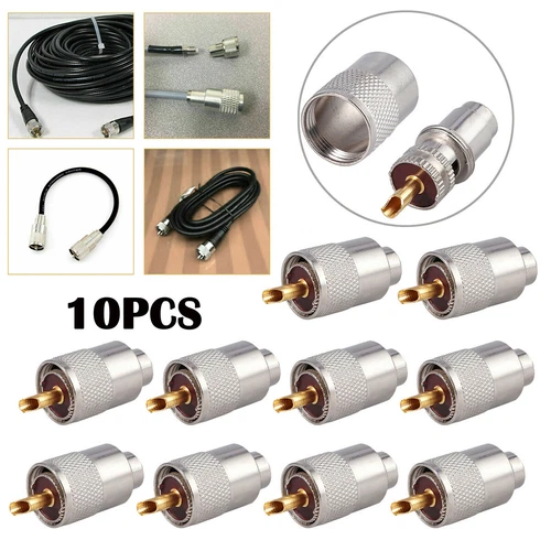 10pcs PL259 Solder Connector Plug with Reducer for UHF RG8X Coaxial Coax Cable - Picture 2 of 10