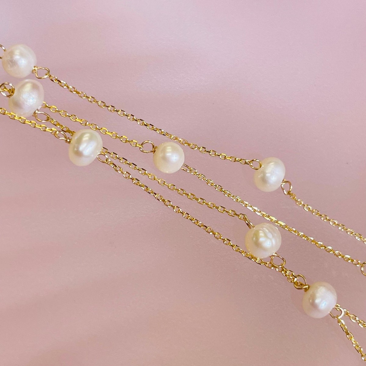 Fresh Water Pearl 14K Yellow 16” Station Necklace | eBay