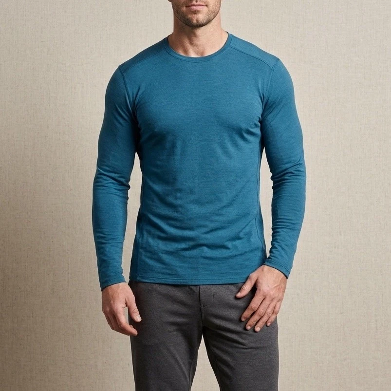 Patagonia Mens Merino Wool Blend Long Sleeve Base Layer Shirt Blue 36722 FA16 L
