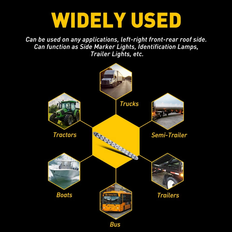 Новая красная полоса для фар задних тормозных фонарей стоп-сигналов поворота грузового автомобиля прицепа 2 X 15 дюймов 11 светодиодов - Изображение 3 из 4