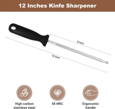 12 inch Honing Steel Knife Sharpening Steel Sharpening Rod Oval stick Kitchen