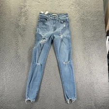 Levis 721 High Rise Skinny Jeans Women Size 27 Blue Distressed Light Wash Denim