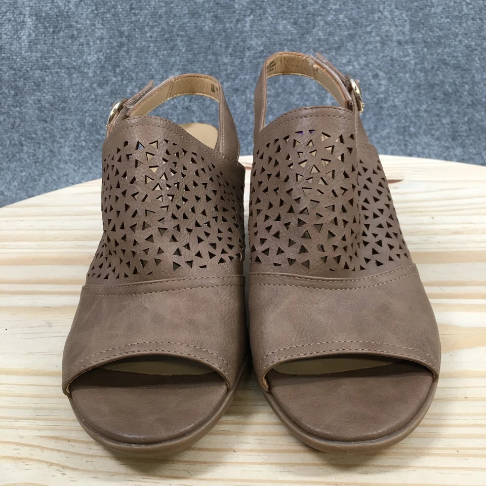 Naturalizer Sandals Womens 8 M Lennie 2 Block Heels Open Toe Slingback Brown - Image 4 of 4