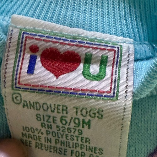Vintage I Heart U Andover Togs Baby Girl Top 6/9M Bear Balloons Applique - Picture 3 of 6