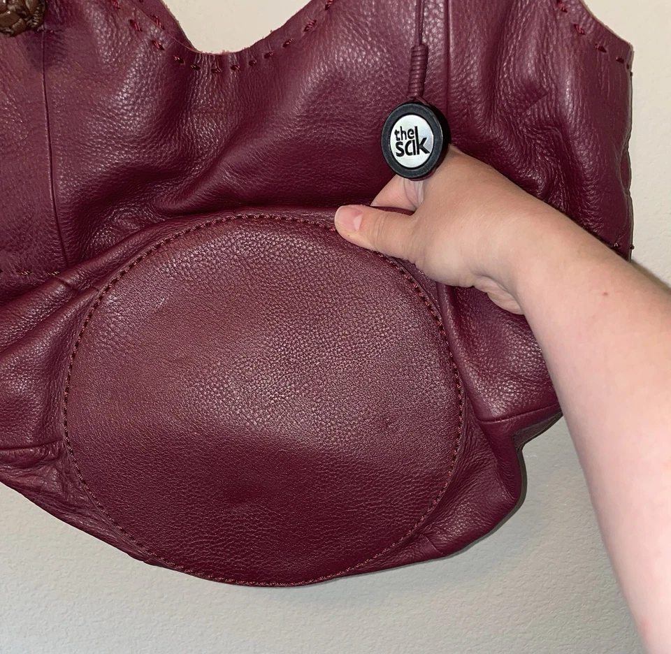 Sak Hobo Indio сумка Cabernet красный кожаный ведро плетеная ручка Y2K см. фото - Изображение 4 из 4