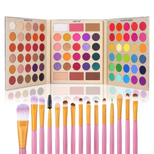 Professional 86 Colors Eyeshadow Palette with 15Pcs Makeup Brushes Set Matte Gli